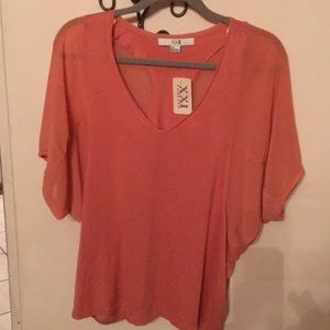 Butterfly sleeves apricot color blouse size L